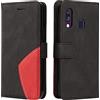 Fatcatparadise Cover per Samsung Galaxy A40, Flip Caso in PU Pelle Case Cover Libro Portafoglio Protettiva Custodia con TPU Sottile Antiurto,[Kickstand][Slot per Schede][Chiusura Magnetica] (Nero)