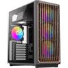 GAMEMAX F45 ATX Mid Tower Nero PC Case Front with Holzdekor, 4X ARGB PWM Ventole con Aura Sync, BTF Mainboard, Pannello laterale in vetro, PC Case per gaming