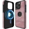 COODIO Logo-View Custodia in Pelle per iPhone 15 PRO 6,1 Pollici, Cover Magnetica Compatibile con MagSafe, Custodia Sottile e Creativa, Rosa