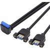 cablecc Cavo di prolunga per scheda madre da 5 Gbps da 19/20 pin a USB 3.0 a doppia porta femmina a vite angolata a 90 gradi