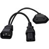 HuaLiSiJi C14 a Spina Europea C14 a C13 Y Splitter 2.5A / 250V cavo di estensione 2-in-1 corto distributore europeo spina 2x, adatto per elettrodomestici, televisori, PC, monitor di computer, ecc 30cm