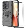 ESTH® Custodia per Xiaomi Redmi Note 13 5G con 2 Pezzi Pellicola Protettiva, 360° Rotante Staffa [Compatibile con Supporto Magnetico per Auto], Cover Paraurti PC+TPU, Nero