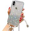 LCHULLE Custodia a catena per iPhone Xr Cover con Cordino Glitter Trasparente Custodia Regolabile collana protettiva Cover silicone trasparente Case per iPhone Xr Trasparente