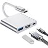 Ksywydu Adattatore da USB-C a HDMI 4K, 3 in 1 Multiporta Adattatore da Tipo C a HDMI Convertitore con Porta di Ricarica 100W PD e USB 3.0, Adattatores Audio e Video per MacBook Pro, iPhone 15, Tablet