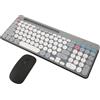 Jectse Combinazione Tastiera e Mouse Wireless, Tastiera Bluetooth retrò Punk da 2,4 GHz con Supporto per Tablet Telefono, Set Tastiera e Mouse per Computer di Dimensioni Complete in