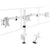 PUTORSEN Supporto da scrivania per 3 Monitor TV Montaggio LCD LED Computer Schermo di TV da 13-27, Portata 7 kg per Braccio, Nero White