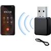 Xreuctop Adattatore Bluetooth Portatile USB 5.1 con cavo audio da 3,5 mm, ricevitore Audio con uscita AUX/USB, trasmettitore Bluetooth e ricevitore per impianto stereo, auto, TV,
