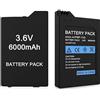 QUZMOIIS Batteria di ricambio agli ioni di litio per PSP 1000, 6000 mAh, 3,6 V, ad alta capacità, per PSP-110, PSP-1000, 1001, 1002, 1003, 1004, 1005, 1006, 1007, 1008, console 1010