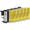 Supply Guy 5 Cartucce Per Stampanti compatibile con Brother LC1100 Giallo LC1100y