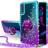 Miss Arts Cover per Samsung Galaxy A50/A30S, Custodia Glitter di in Silicone TPU con 360 Gradi Anello e Cordino, Pendenza Colore Diamond Brillantini Liquido Paraurti Antiurto Case - Porpora