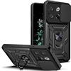 ESTH® Custodia per OnePlus 10T con Custodia per Fotocamera Scorrevole e Supporto ad Anello [Cover Paraurti Compatibile con Supporto Magnetico per Auto], Nero