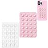 Leeneen 2 supporti adesivi in silicone per custodia del telefono, Leeneen 5,6 x 8,1 cm, mani libere, forte supporto per selfie e video, durevole, facile da usare, per tutti i telefoni (bianco rosa chiaro)