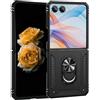 Nekiyo Tech Compatible with Samsung Galaxy Z Flip 7 Custodia con Protezione Cerniera, Anello Magnetico Girevole 360° Cavalletto Custodia Telefono Grade Militare - Nero