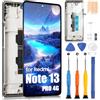 ARSSLY (Non per 5G) Display per Xiaomi Redmi Note 13 PRO 4G 23117RA68G 2312FPCA6G 6.67 Pollici LCD Display Touch Screen Digitizer Assembly con Riparazione Kit, Nero con Telaio