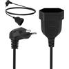 OMIGA Prolunga Spina Piatta Europea 90 Gradi Cavo Prolunga 250 V/2.5 A Max Ciabatta Presa per Televisori Computer Monitor Proiettori Lampade ed Elettrodomestici (1 m/Nero)