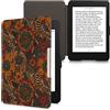 kwmobile Custodia Compatibile con Amazon Kindle Paperwhite - Cover a Libro per eReader - Flip Case Protezione in Sughero - Arazzo Floreale Arancione/Verde/Rosso
