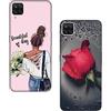 Lonrapa 2 Pezzi Cover per Samsung Galaxy A12 Carino Modello Protettiva Custodia TPU Silicone Ultra Slim Sottile Bumper Antiurto AntiGraffio Case Nero Cover per Galaxy M12, Ragazza e Rose Rosse