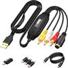 PORFOYO VHS to Digital Converter, Video Grabber USB 2.0, CVBS & S-Video a USB, 1080P HD Video Capture, adattatore AV e RCA, per Windows, Android e MacOS, VHS a Digital Converter