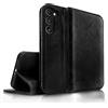 NALIA Custodia in Vera Pelle per Samsung Galaxy S23 Plus - Portafoglio RFID & Chiusura Magnetica - LEVANTO (Cover a Libro Artigianale) - Marchio Tedesco, Colore:Nero