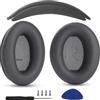 YunYiYi Cuscinetti auricolari + fascia di ricambio compatibili con cuffie sovraurali Bose QuietComfort 45 QC45 35 QC35, QC35 II, facili da installare, parti in pelle proteica (kit grigio scuro)