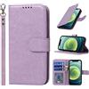 Cavor Cover Compatibile con iPhone 12 Mini con Cordino,Flip Portafoglio Custodia in Pelle,[4 Slots][Magnetica],Custodia Cover con Laccio Compatibile con iPhone 12 Mini - Viola