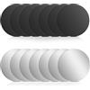 Bewudy Set di 14 piastrine in metallo, autoadesive, 40 mm, piastra metallica per magneti, dischi in acciaio inox, piastra in metallo nero e argento, compatibile con supporto magnetico per cellulare