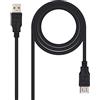 NANOCABLE 10.01.0204-Bk - Cavo Prolunga USB 2.0, Tipo A/M-A/F, Maschio-Femmina, Nero, 3 Ms