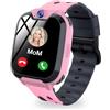 PTHTECHUS Orologio intelligente per ragazze e ragazzi, chiamata SOS, fotocamera, musica, giochi, sveglia, torcia, 4-12 anni, 1 GB Micro SD incluso