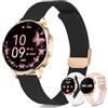 Iaret Smartwatch Donna con 3 Cinturini, Orologio 1,27 AMOLED Always-On con Chiamate Bluetooth, 120+ Modalità Sportive, SpO2/Cardio/Sonno, Fitness Tracker per Android iOS, Oro Nero - Idea Regalo
