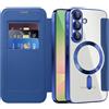 IMEIKONST Cover Magnetica per Samsung Galaxy A56 5G con Scomparto per Carte, [Compatibile con MagSafe] [Blocco RFID] Custodia Portafoglio Trasparente Case per Samsung A56 5G. Blu Scuro JDCX