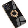 Rdyi6ba8 Custodia per iPhone 12 Pro Max, Ultra Sottile Morbida TPU Silicone Placcato Case 360° Regolabile Anello Magnetica Supporto Ring Cover per iPhone 12 Pro Max - Nero