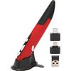 Annadue Mouse con Penna Ottica Tascabile Wireless, Mouse con Penna Ottica Wireless USB 2.4G, Mouse per Scrittura a Mano Regolabili 800/1200/1600 DPI con Adattatore di Tipo C e Micro USB per PC, Laptop(Rosso)