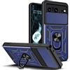 ESTH® Cover per Google Pixel 8 con Custodia per Fotocamera Scorrevole e Supporto ad Anello [Custodia Paraurti Compatibile con Supporto Magnetico per Auto], Blu