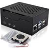 Miuzei Custodia in metallo per Raspberry Pi 5, 1 viti, con ventola ufficiale, compatibile con adattatore M.2 NVMe SSD X1001/X1003/N04/N05 e Active Cooler, per Raspberry Pi 5 Only