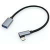 JZK 30CM 5Gbps angolo retto 3.0 USB C maschio a USB A femmina adattatore cavo dati OTG, cavo di prolunga USB tipo C in alluminio per laptop, PC, smartphone, tablet, controller di gioco