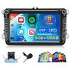 Inefala [8Core 6G+128G] Inefala Autoradio per VW Golf Passat Tiguan Polo Caddy Skoda Seat, 8 Schermo Stereo Auto Bluetooth con CarPlay Wireless Android Auto GPS WiFi RDS/FM SWC Mic Retrocamera