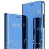 YukeTop Custodia per Honor 50 Lite Cover, Case Clear View Standing Cover Makeup Mirror Flip, Mirror Plating Full Body 360°Smart Cover Protection per Honor 50 Lite.(Blu)
