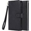 LEMORRY Custodia per iPhone 14 Custodia Multifunzione Cover in Pelle 3in1 Portafoglio Cuoio Supporto per Auto & Titolare Magnetico Morbido TPU Silicone Cover iPhone 14 (Nero)