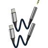 HOYULLI Adattatore jack USB C a AUX (2 pezzi) per Apple 3,5 mm cuffie Jack per iPhone 16 15 Headphone Microfono DAC Audio Headset Cavo compatibile con Samsung S25 Type C Dongle connettore per iPad Android