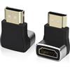 MxyVrix 2 Pezzi Adattatore HDMI 8K ad Angolo, Connettori HDMI Maschio a Femmina a 90 e 270 Gradi, Adattatori HDMI 90 Gradi e 270 Gradi 8K Supporto 8K@60Hz, 4K@120Hz, HDR, 3D per TV, Laptop, Monitor
