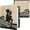 kwmobile Custodia eReader Compatibile con Amazon Kindle Scribe (2022/2024) Cover - eBook Reader Flip Case - nero/beige - Ragazza e Libri