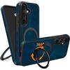 COODIO Cover in Pelle con Supporto Girevole di 360° per Samsung Galaxy S23 Fe 6,4 Pollici, Custodia Magnetica Compatibile con MagSafe/Caricatore Wireless, Cover Sottile e Creativa, Blu Reale