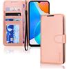 TECHGEAR Custodia in Pelle Compatibile con Honor X6 4G / Honor X8 5G, Cover Libro Protettiva con Slot per Schede, Supporto e Cinturino da Polso - Pelle Sintetica Cover Portafoglio (Oro Rosa)