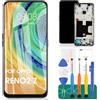 SRJTEK TFT per Oppo K3 / Reno2 Z / Reno2 F/Realme X LCD Display Screen Sostituzione Touch Digitizer Assembly Kit di Riparazione con Telaio (Nero, Senza riconoscimento delle Impronte digitali)