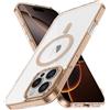 IMEIKONST Magnetica Cover per iPhone 16 Pro Max, Compatibile con MagSafe, Custodia Trasparente Protettiva di Grado Militare Anti Ingiallimento Antiurto Case per iPhone 16 Pro Max. Oro BCCX