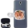 Yitexin Vlog - Supporto a clip per monitor selfie, specchio portatile per fotocamera posteriore, grandangolo, con custodia (bianco)