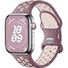 Upeak Sport Cinturino Compatibile con Cinturino Apple Watch 40mm 41 mm 38mm, Bracciale Silicone Traspirante con Fiocchi Colorati, per iWatch Ultra SE Serie 9 8 7 6 5 4 3 2 1, S, Viola fumé/Rosa