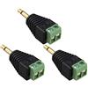 Jopto 3 PZ 3.5mm TS Mono Maschio a 2 Pin Vite Terminale Femmina AUX Cuffia Balum Convertitore Solderless Professionale Placcato Oro Rame Adattatore Verde Terminale 3.5mm Piccolo Due Pin Spina