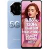 Blackview Shark 6 5G Smartphone con IA, 12GB+128GB, Display 6.88 HD+ 120Hz, 3 Assistenti IA, Doppia Fotocamera 16MP+8MP, Dual SIM Dual 5G, GPS NFC, Blu