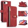 UEEBAI Custodia per iPhone 16e, 9 scomparti per carte di credito, stile retrò, in pelle, antiurto, con cinturino da polso, con chiusura lampo, chiusura magnetica, per iPhone 16e 6,1 pollici, vino